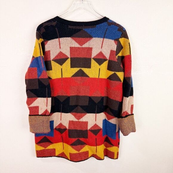 Sparrow Anthropologie Wool Blend Aztec Chunky Oversized Sweater Cardigan Large - Picture 6 of 7